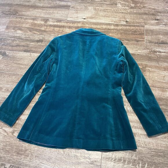 VIntage Blazer Womens 7/8 Green Velvet Mark Hober 70s Prep Royal Irish Christmas - Picture 12 of 15